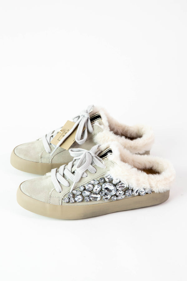 Portia Rhinestone Sneaker, Light Grey | ShuShop