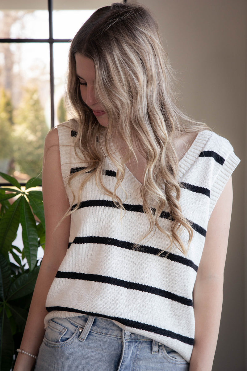 BF Sweater Vest, Chalk/Black | Sanctuary