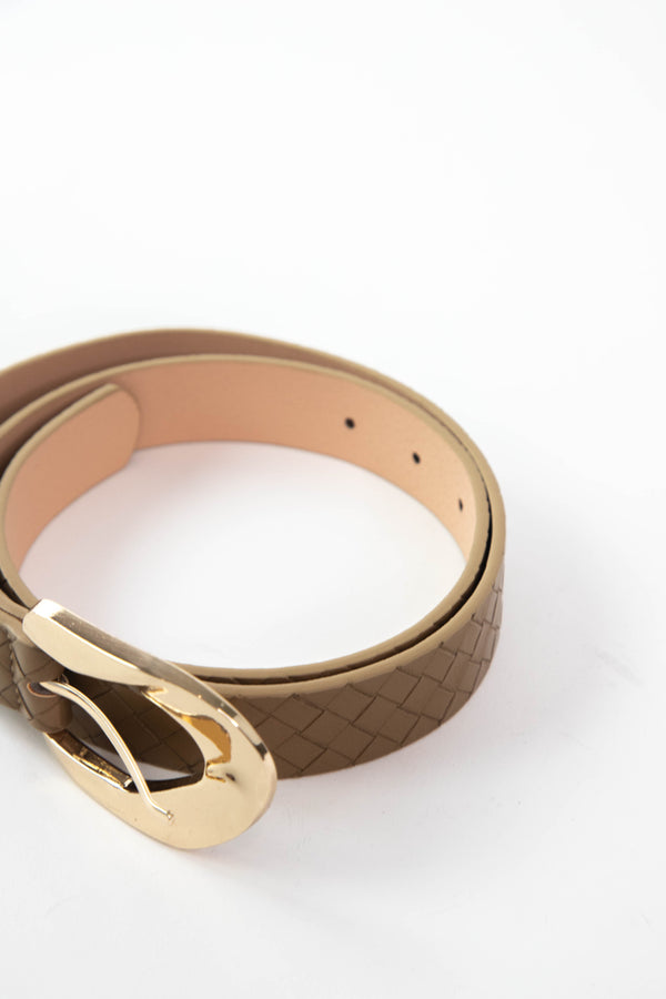 Candace Metal Buckle Belt, Mocha