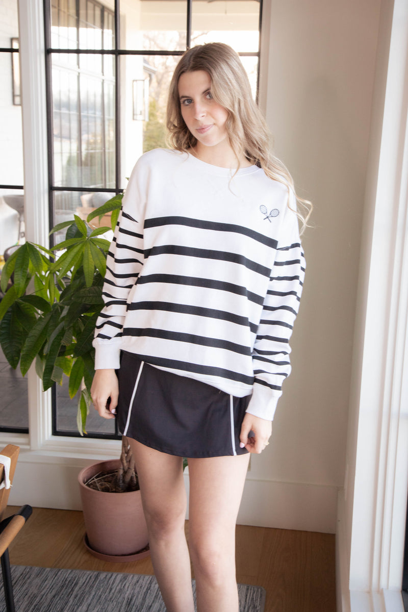 Palisades Striped Sweatshirt, White | Z Supply