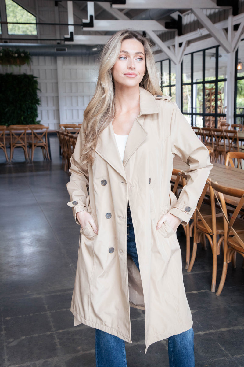 Janice Long Solid Trench Coat, Light Tan