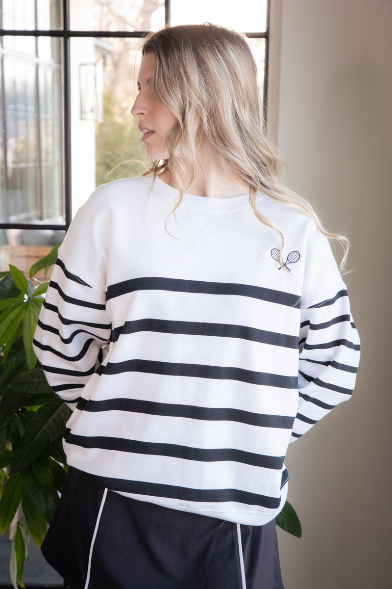 Palisades Striped Sweatshirt, White | Z Supply