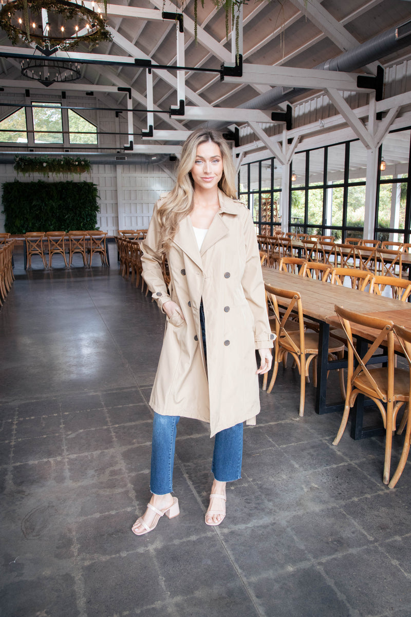 Janice Long Solid Trench Coat, Light Tan