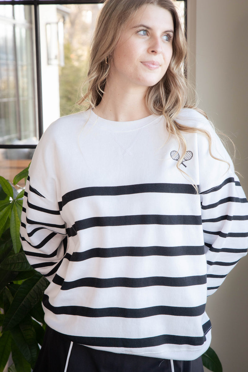 Palisades Striped Sweatshirt, White | Z Supply