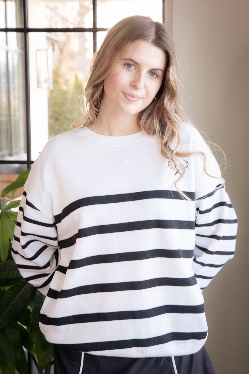 Palisades Striped Sweatshirt, White | Z Supply