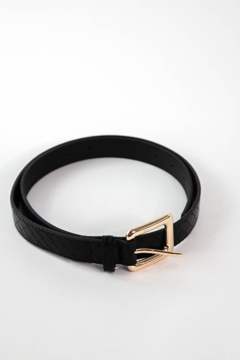 Oakleigh Rounded Square Buckle Belt, Black