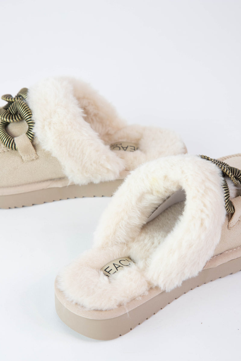 Taos Slip On Faux Fur Mule, Natural | Beach by Matisse