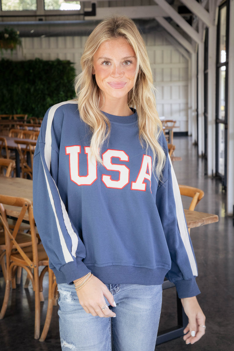 USA French Terry Sweatshirt, Blue