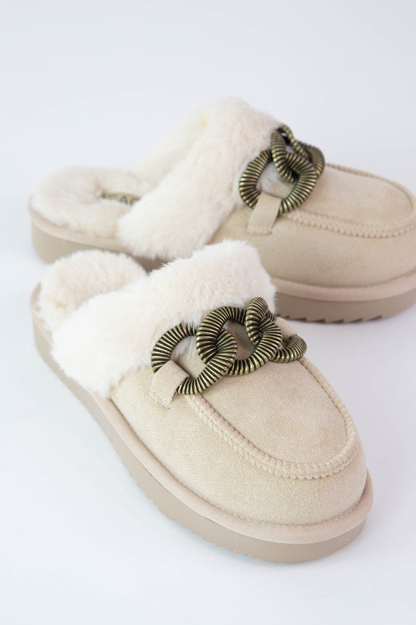 Taos Slip On Faux Fur Mule, Natural | Beach by Matisse