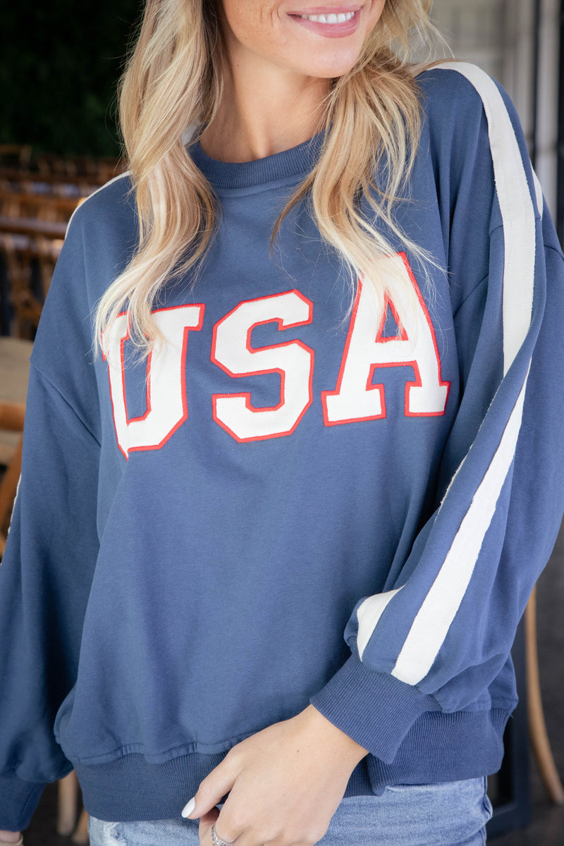 USA French Terry Sweatshirt, Blue