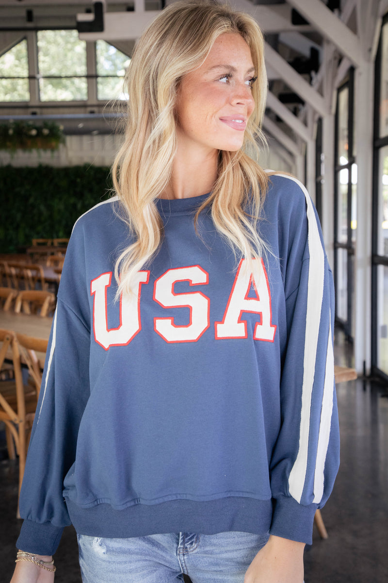 USA French Terry Sweatshirt, Blue