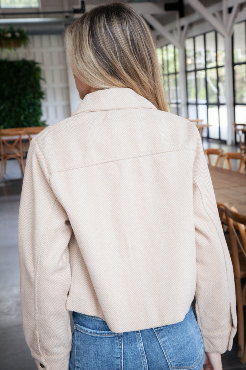 Luella Herringbone Crop Jacket, Camel