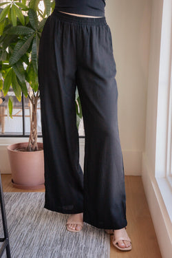 Myra Linen Blend Pants, Black