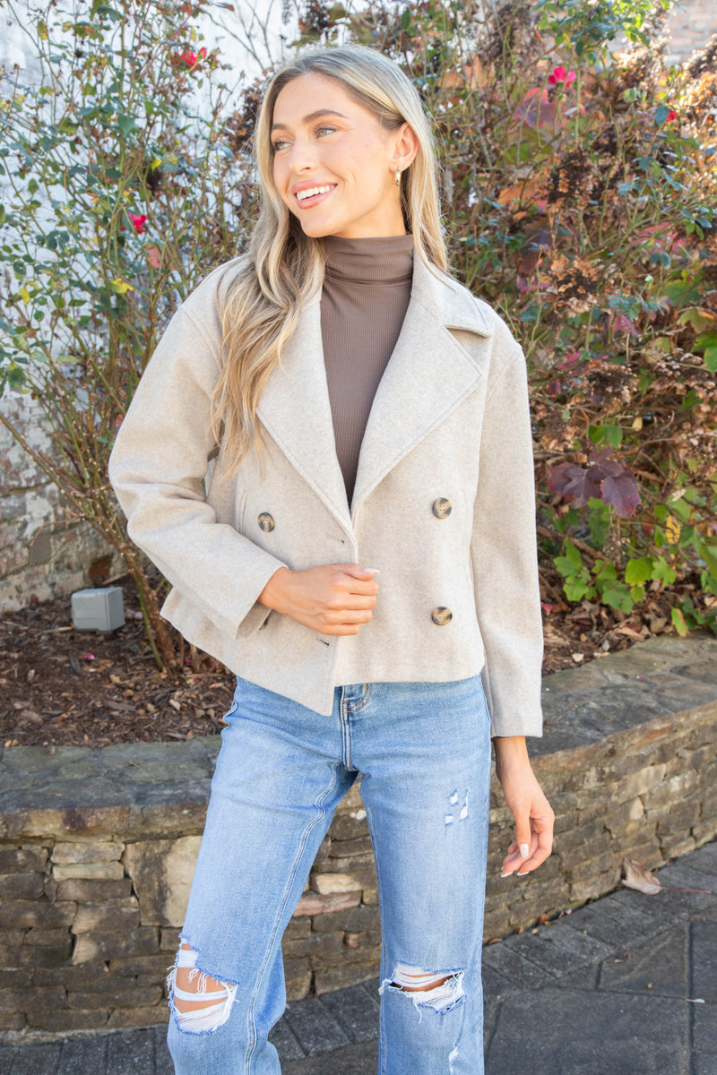 Myka Double Breasted Jacket, Oatmeal