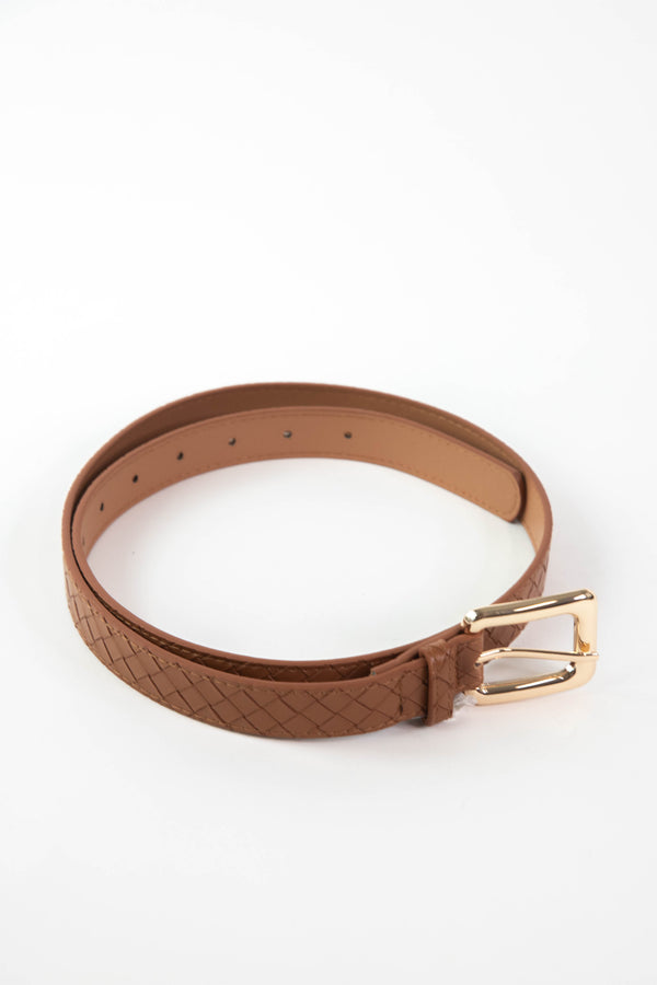 Oakleigh Rounded Square Buckle Belt, Cognac