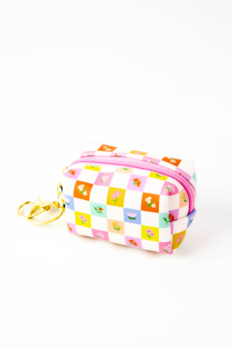 Checkerboard Blooms Key Chain Pouch