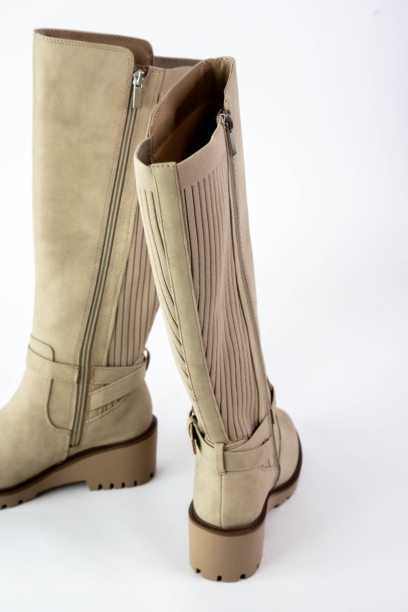 Zone Tall Knit Back Boot, Beige