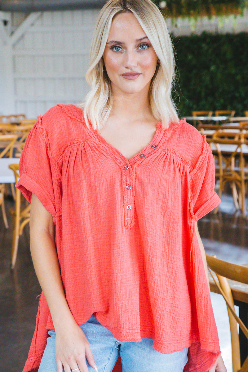 Horizons Double Cloth Top, Coral Paradise | Free People