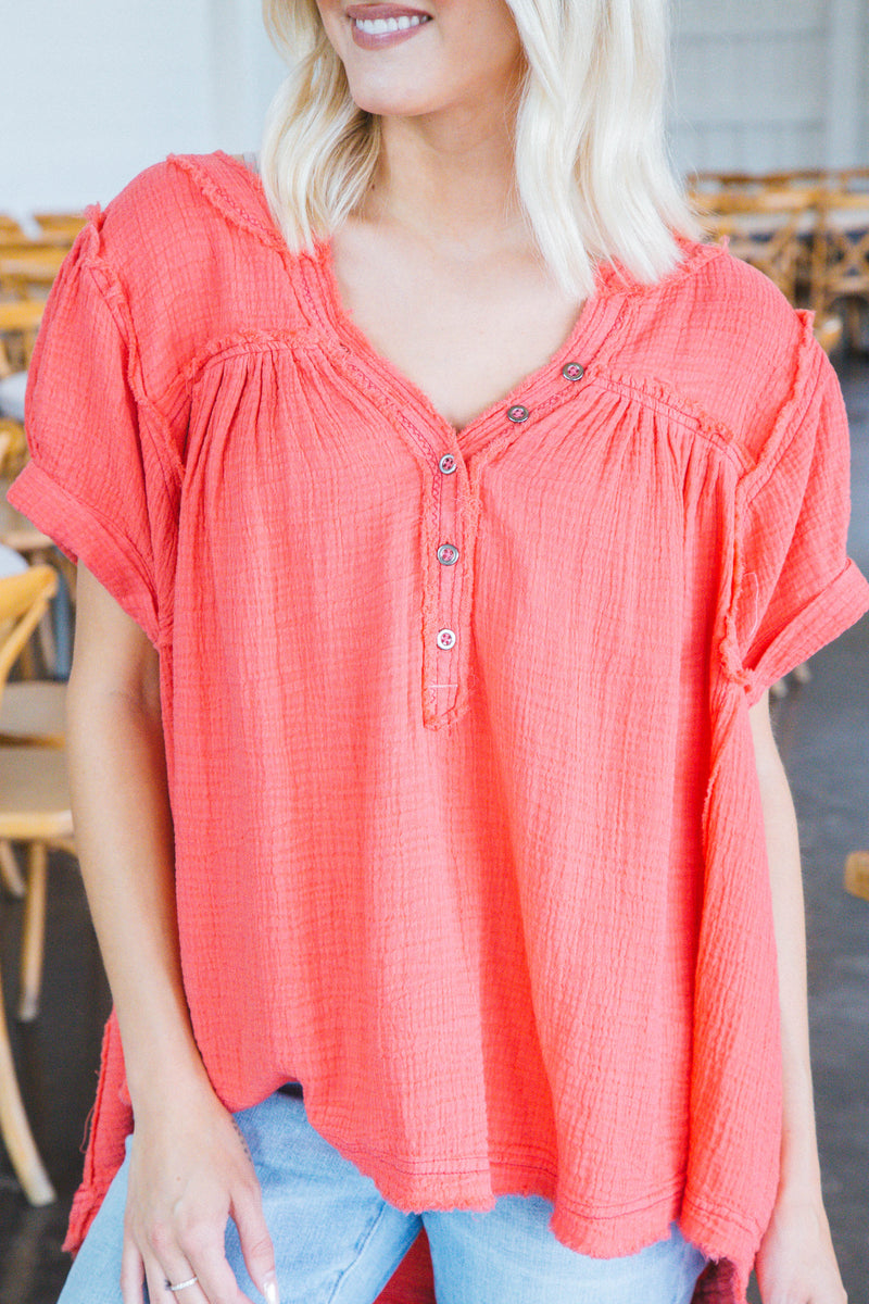 Horizons Double Cloth Top, Coral Paradise | Free People