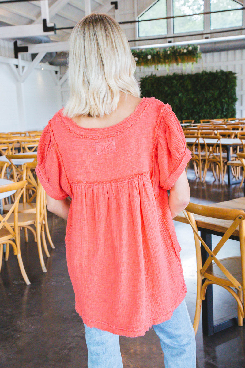 Horizons Double Cloth Top, Coral Paradise | Free People