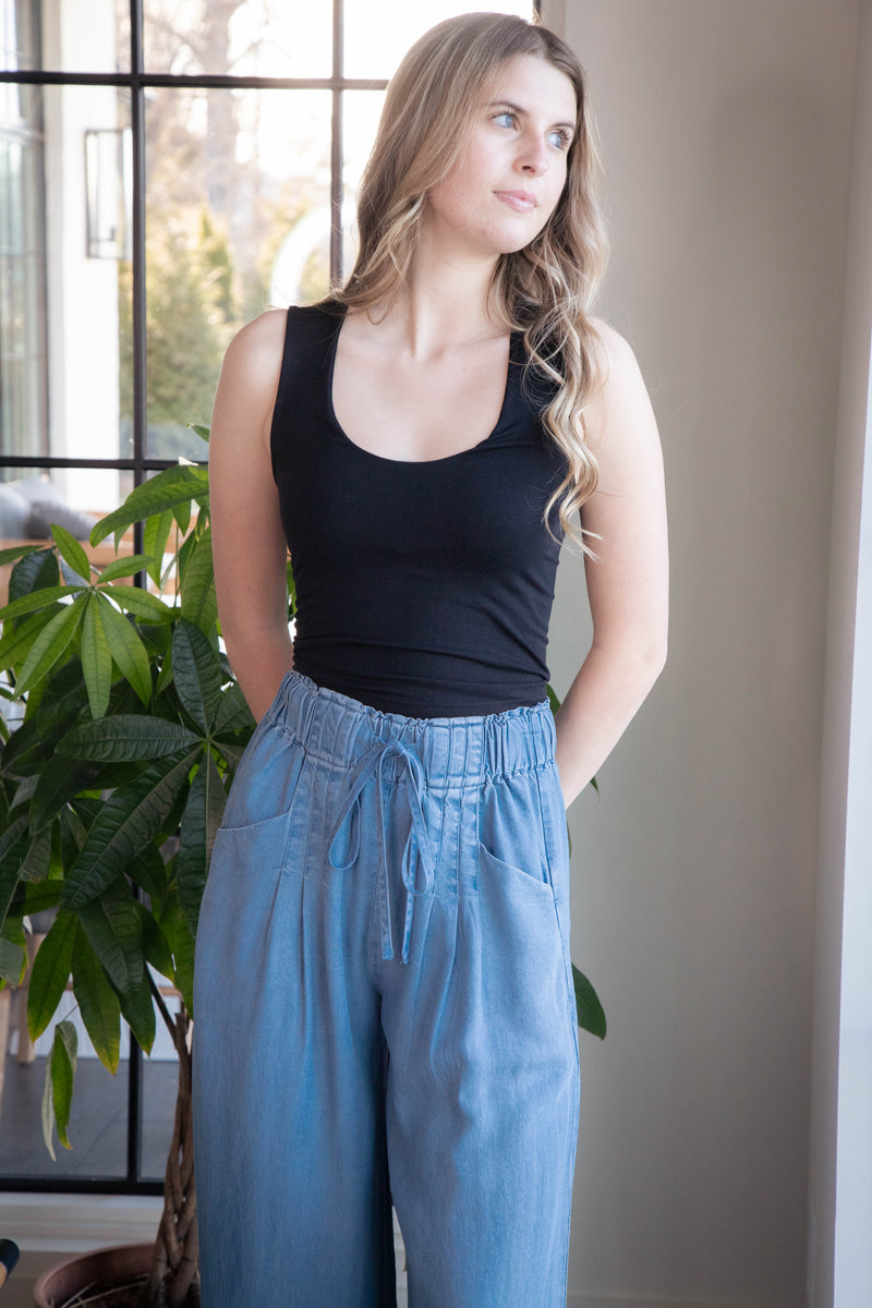 Eugenia Wide Leg Pants, Light Denim