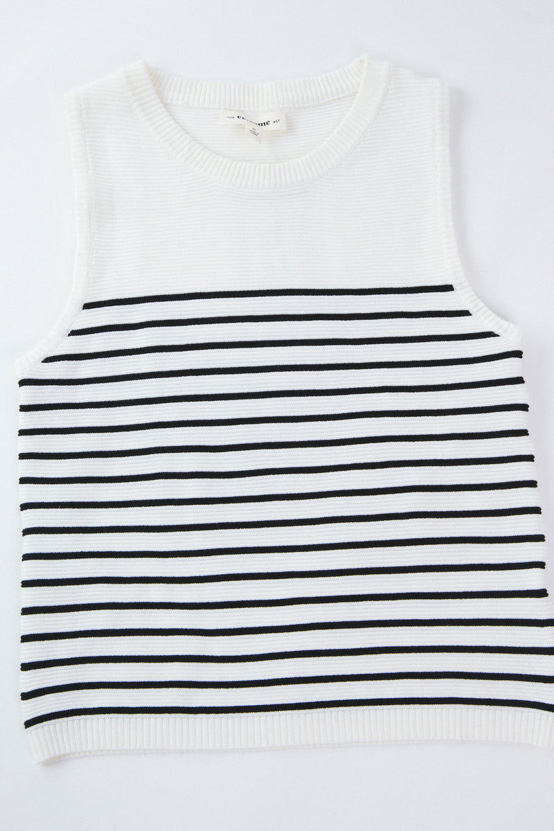 Bianca Striped Sweater Tank, Off White