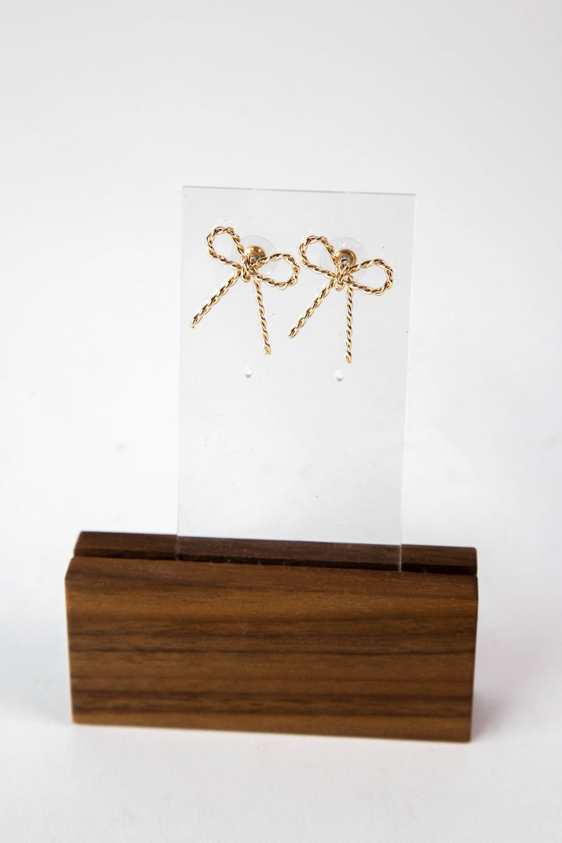 Bow Twist Textured Earrings, Gold