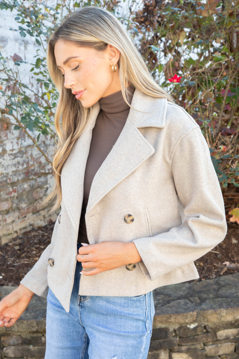 Myka Double Breasted Jacket, Oatmeal