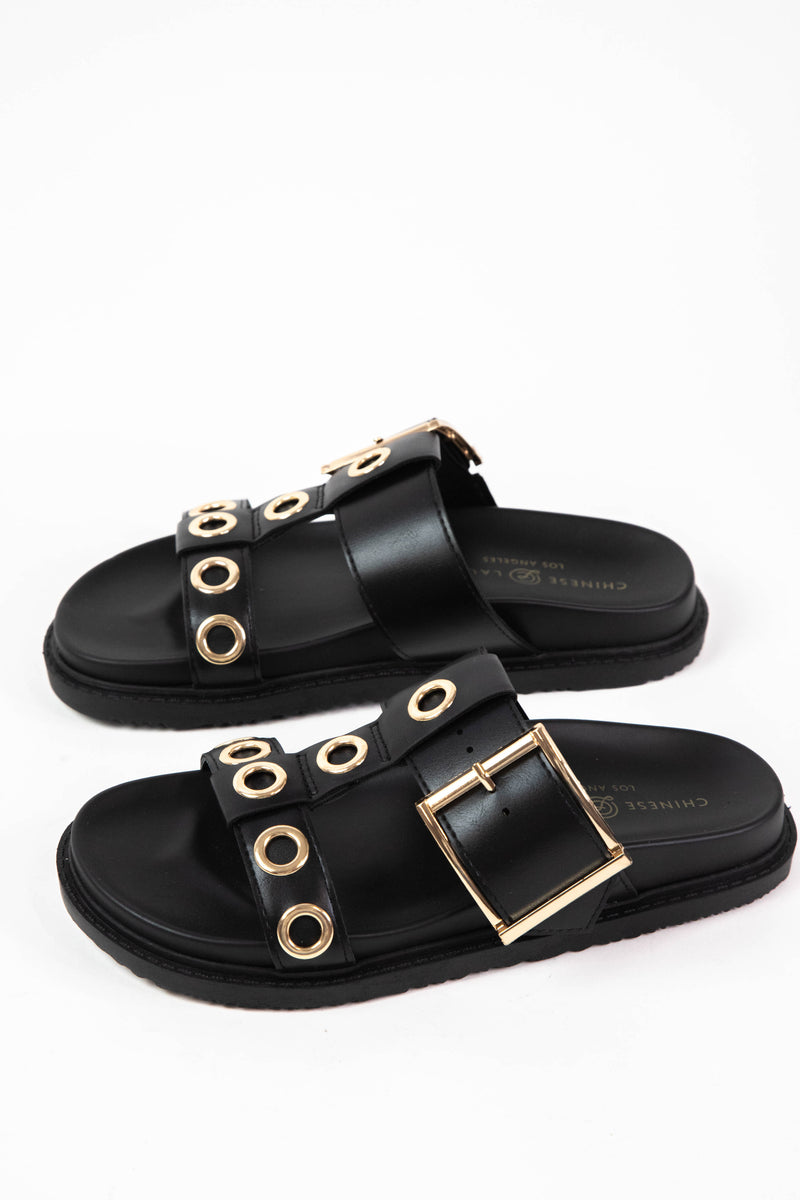 Rozalia Grommet Detailed Sandal, Black | Chinese Laundry