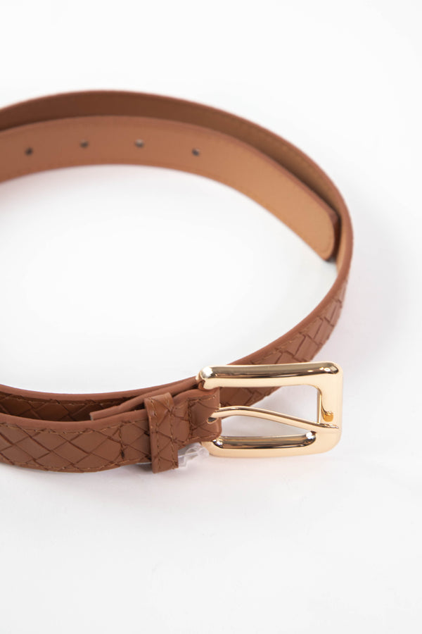 Oakleigh Rounded Square Buckle Belt, Cognac