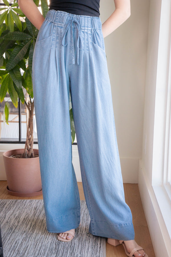 Eugenia Wide Leg Pants, Light Denim