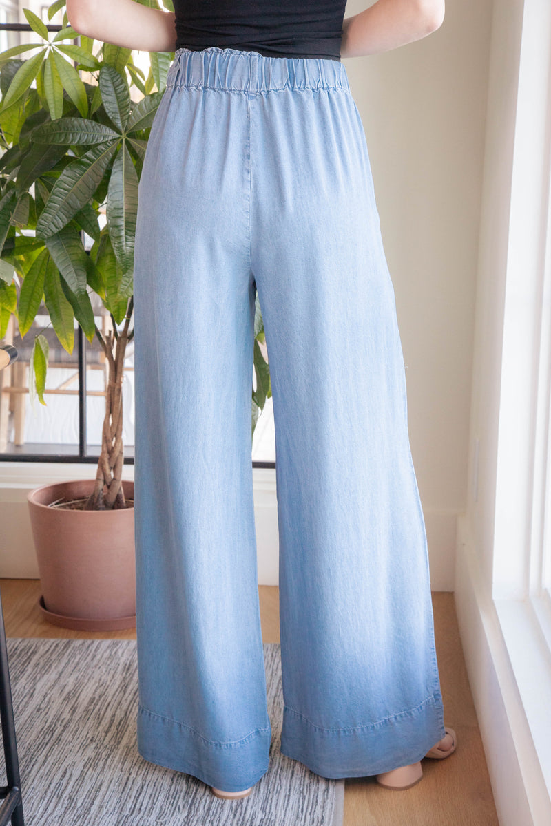 Eugenia Wide Leg Pants, Light Denim