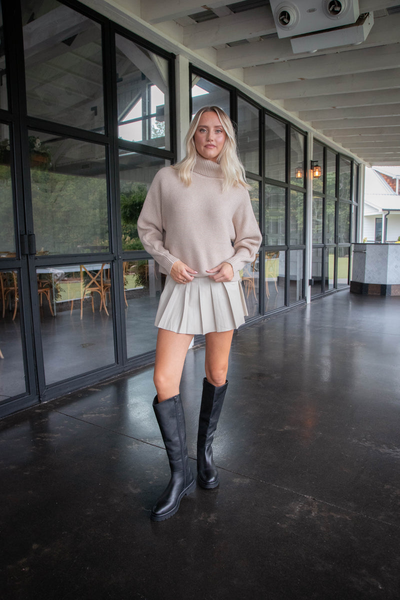 Anya Turtleneck Sweater, Light Taupe | Sadie & Sage