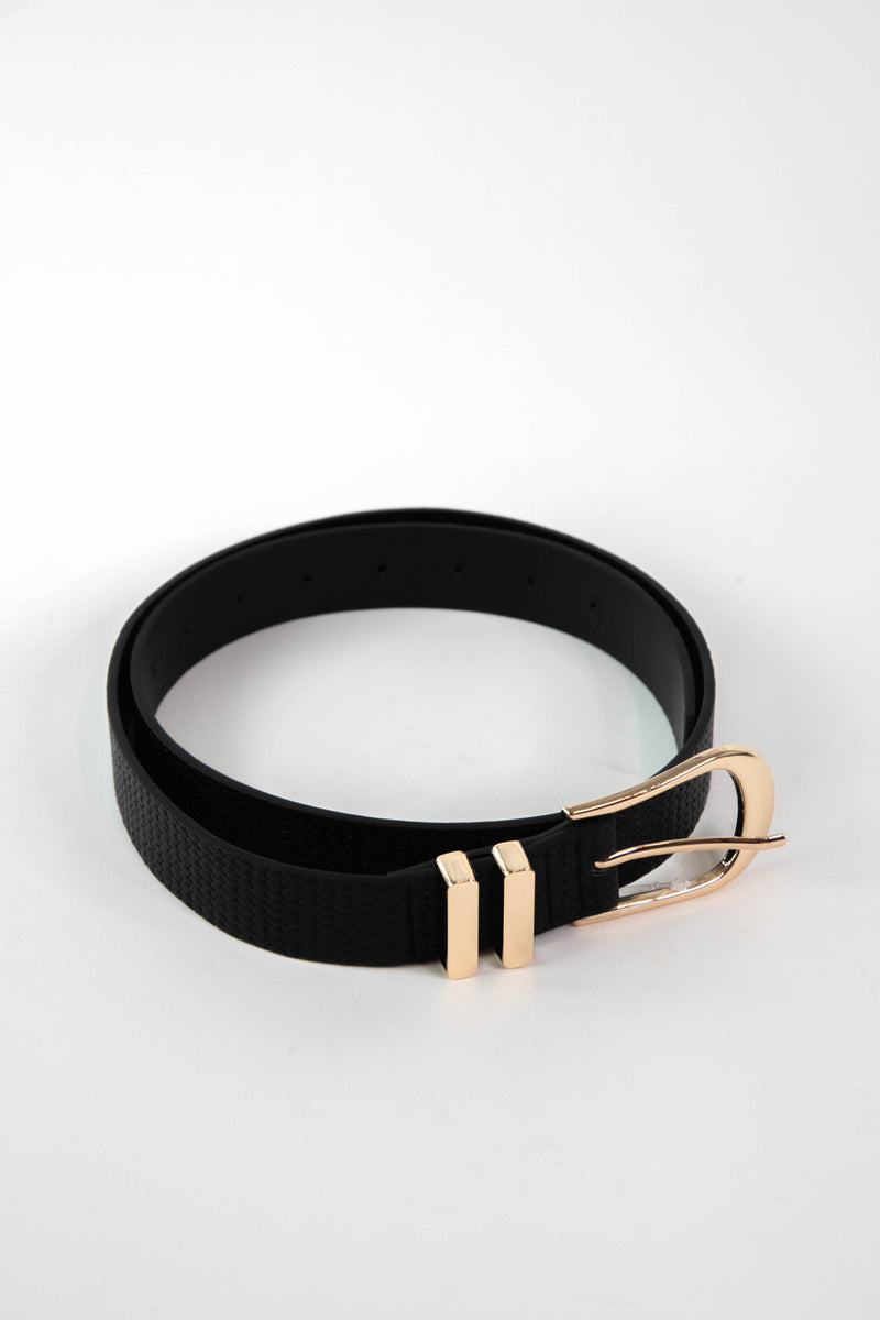 Kalli U Buckle Weave Belt, Black