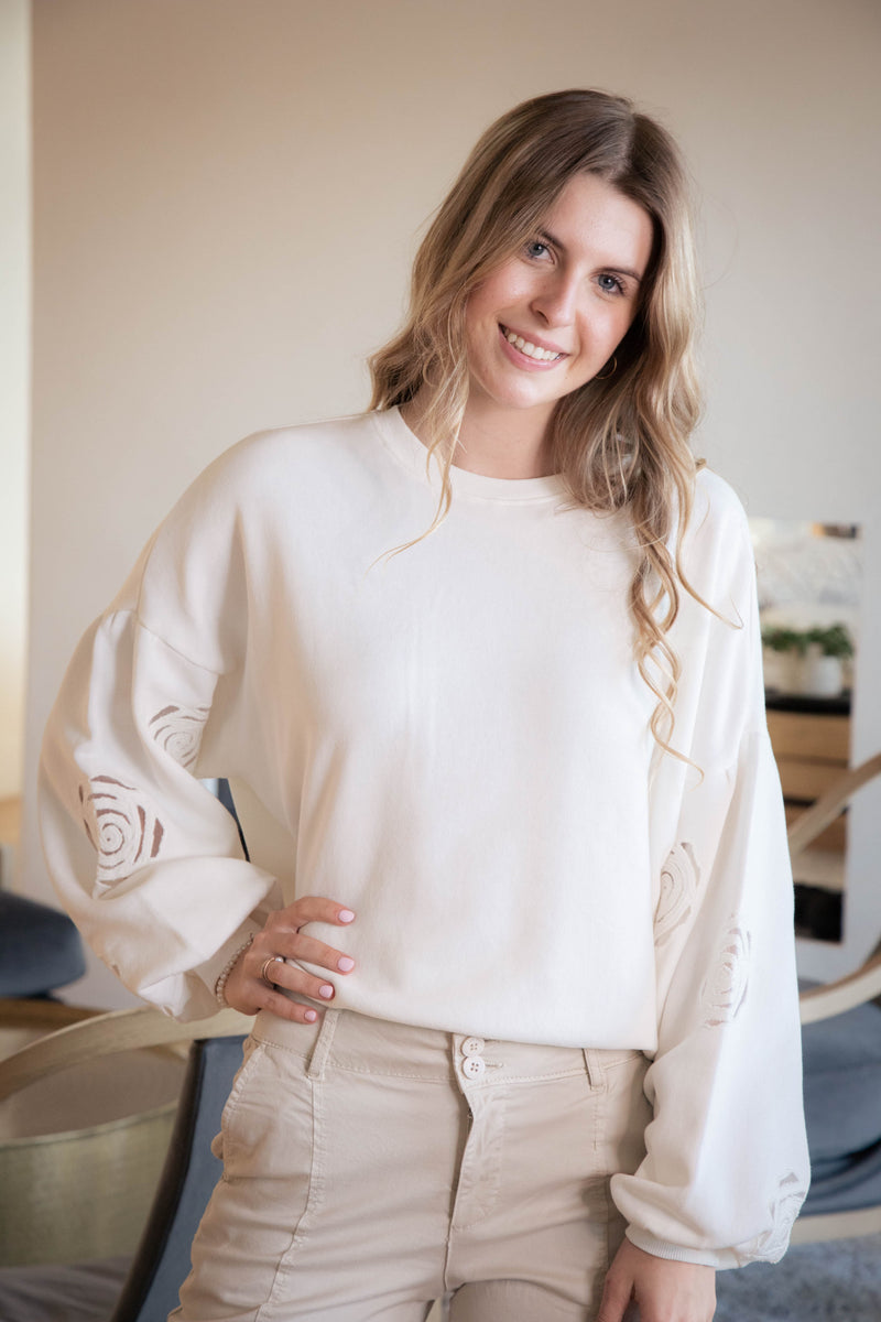 Rose Embroidered Sweatshirt, Muslin | Sanctuary