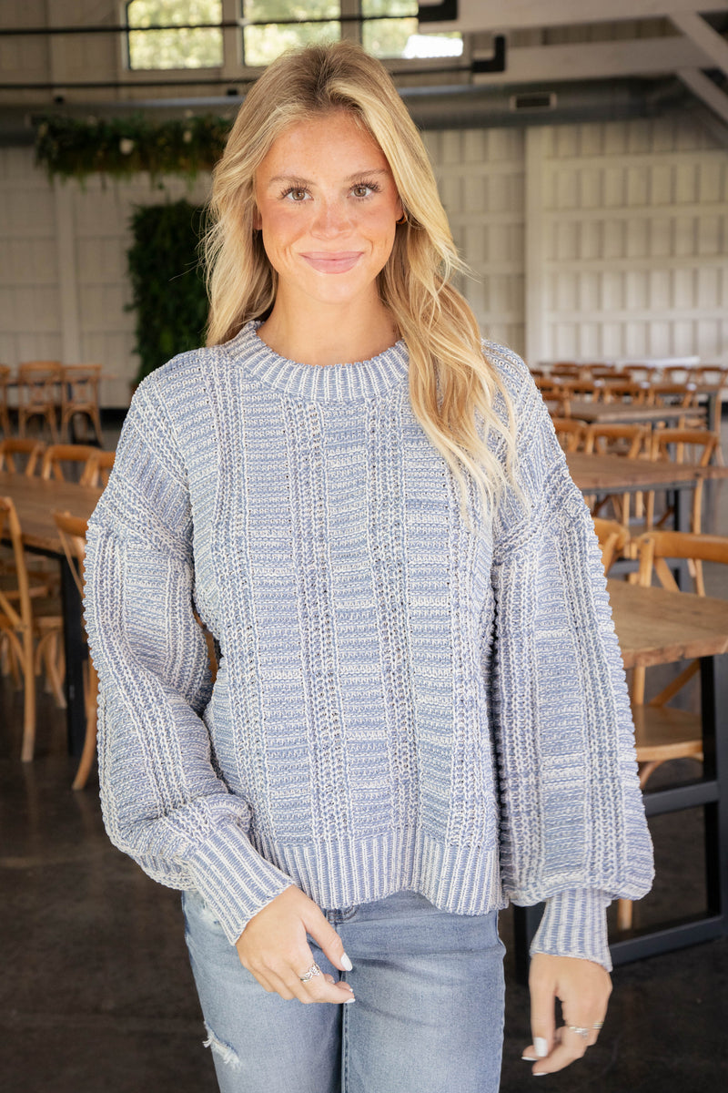 Nathalie Two Tone Sweater, Denim