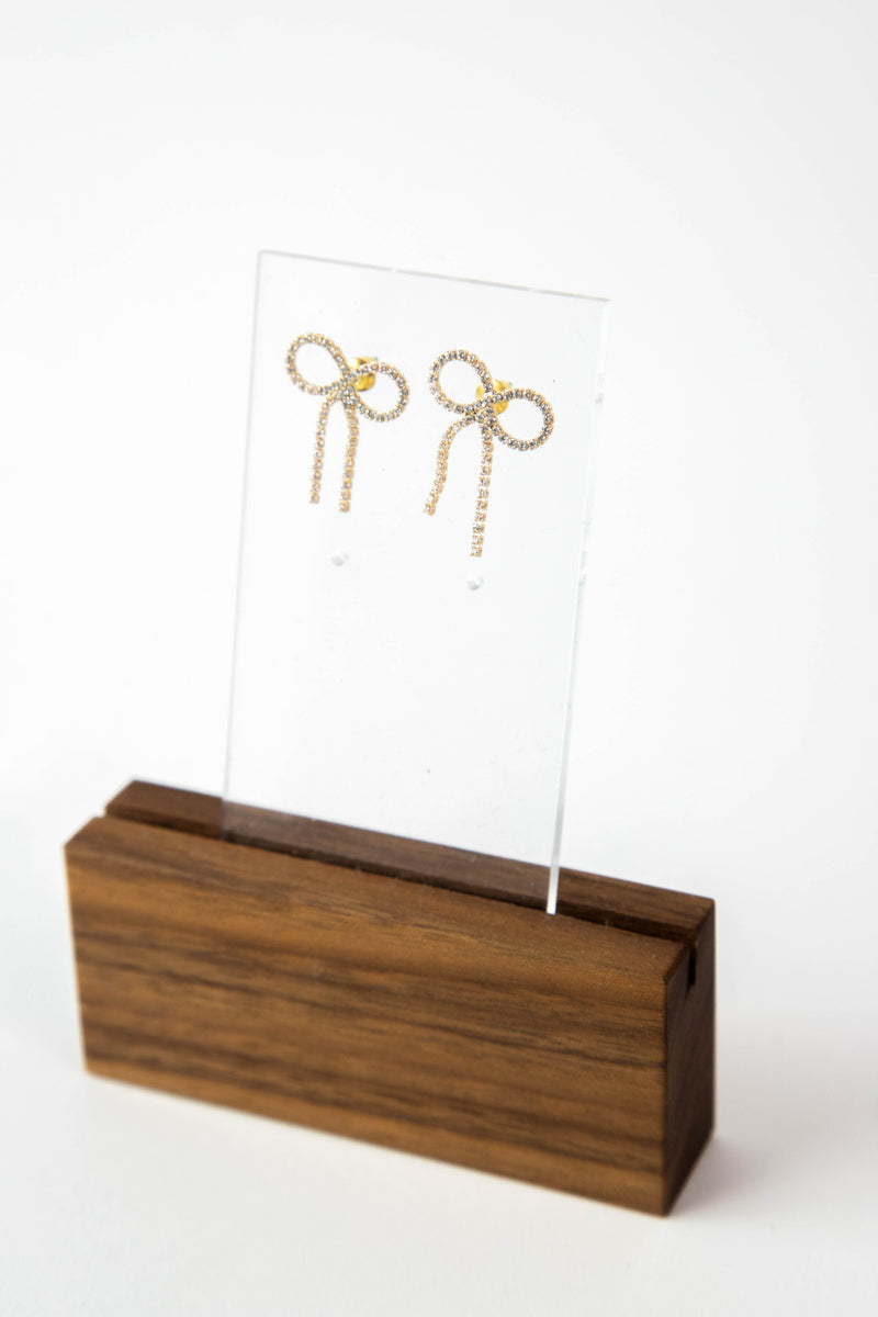 Pave Bow Earring, Gold