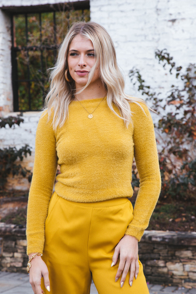 Ari Fuzzy Sweater, Golden  Sadie & Sage – North & Main Clothing