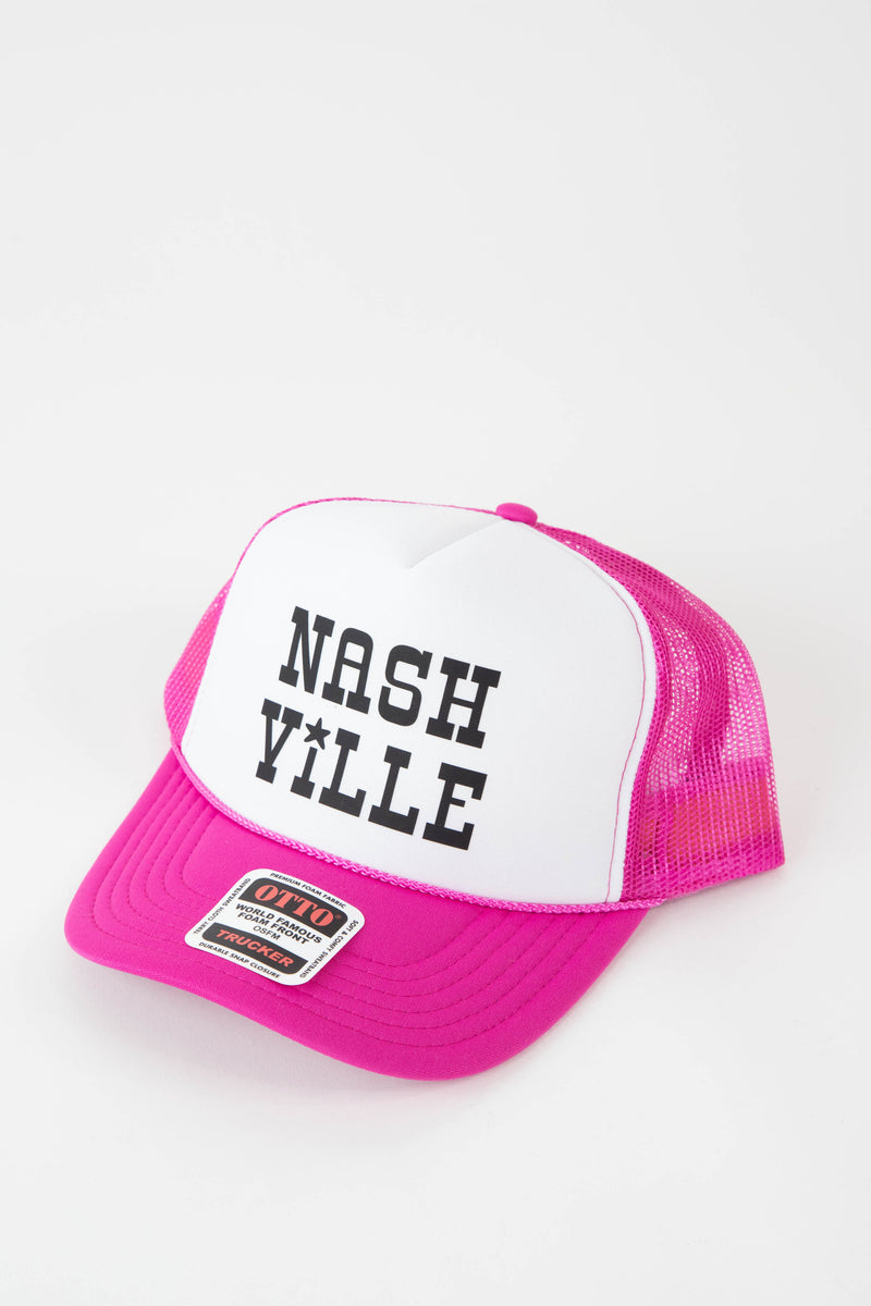 Nashville Star Trucker Hat, Fuchsia/White