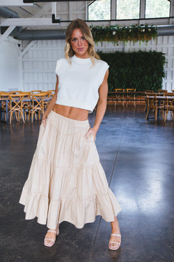 Kailyn Poplin Maxi Skirt, Beige