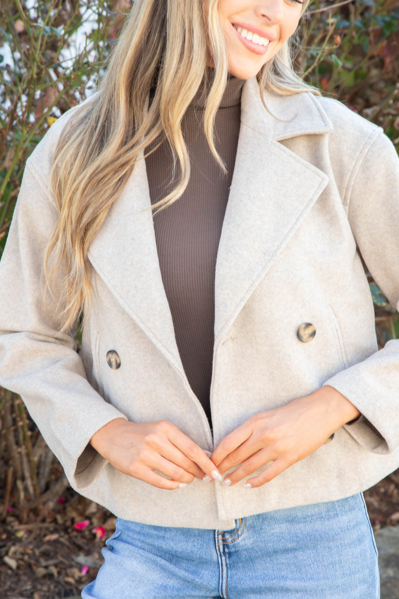 Myka Double Breasted Jacket, Oatmeal