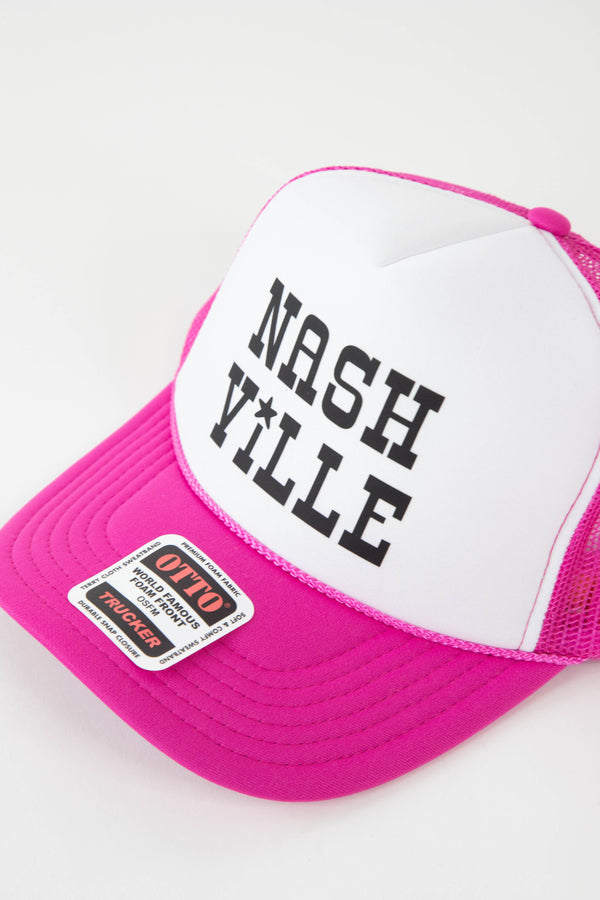 Nashville Star Trucker Hat, Fuchsia/White