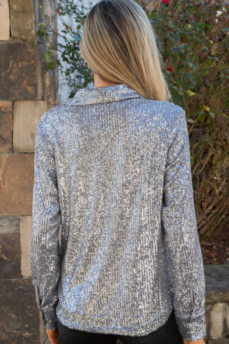 Radiant Sequin Shirt, Gunmetal | Sanctuary