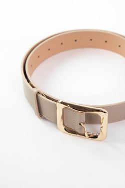 Neriah Angled Rectangle Buckle Belt, Taupe