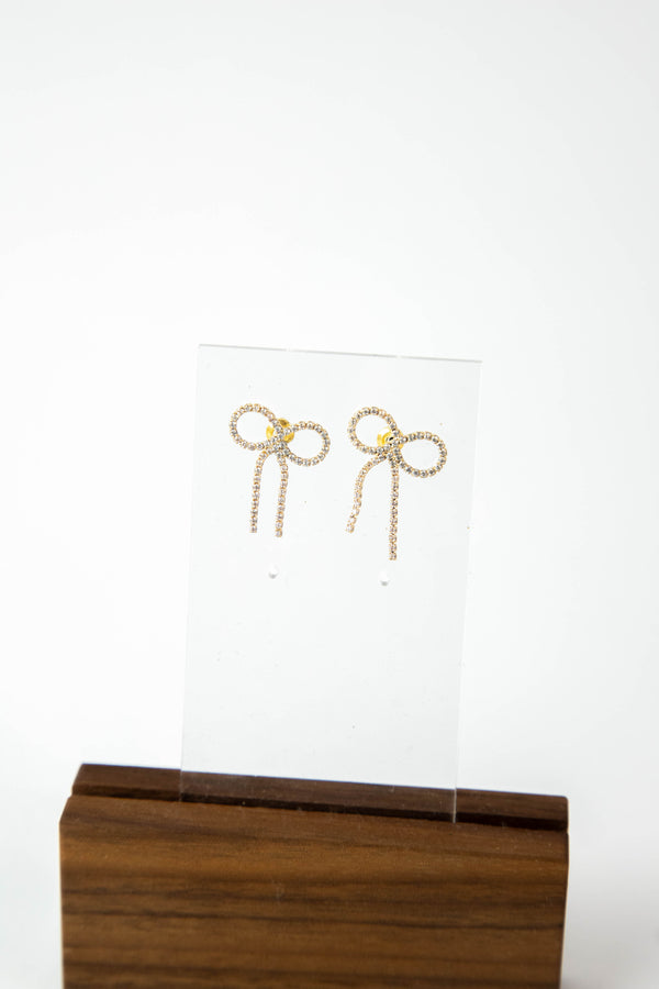 Pave Bow Earring, Gold