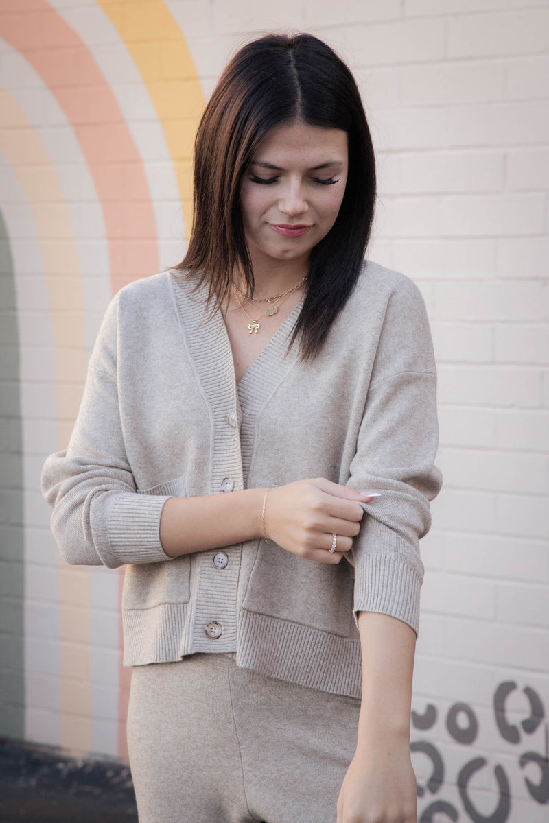 Kelsie Button Front Cardigan, Stone | Sadie & Sage