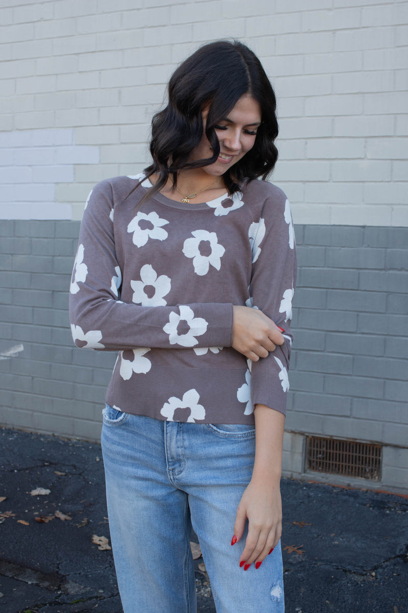 All Day Long Sweater, Cocoa Flower Pop | Sanctuary