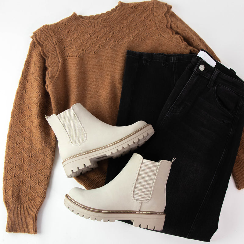 Katelin Pointelle Sweater, Camel