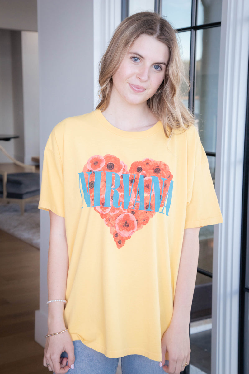 Nirvana Heart Shaped Box Merch Tee, Dusty Gold | Daydreamer