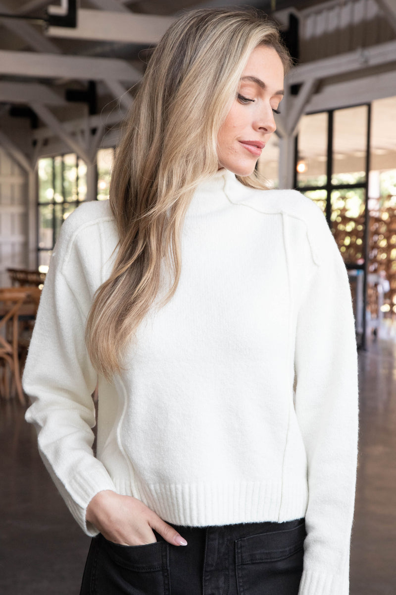 Noella Funnel Neck Sweater, Winter White | RD Style